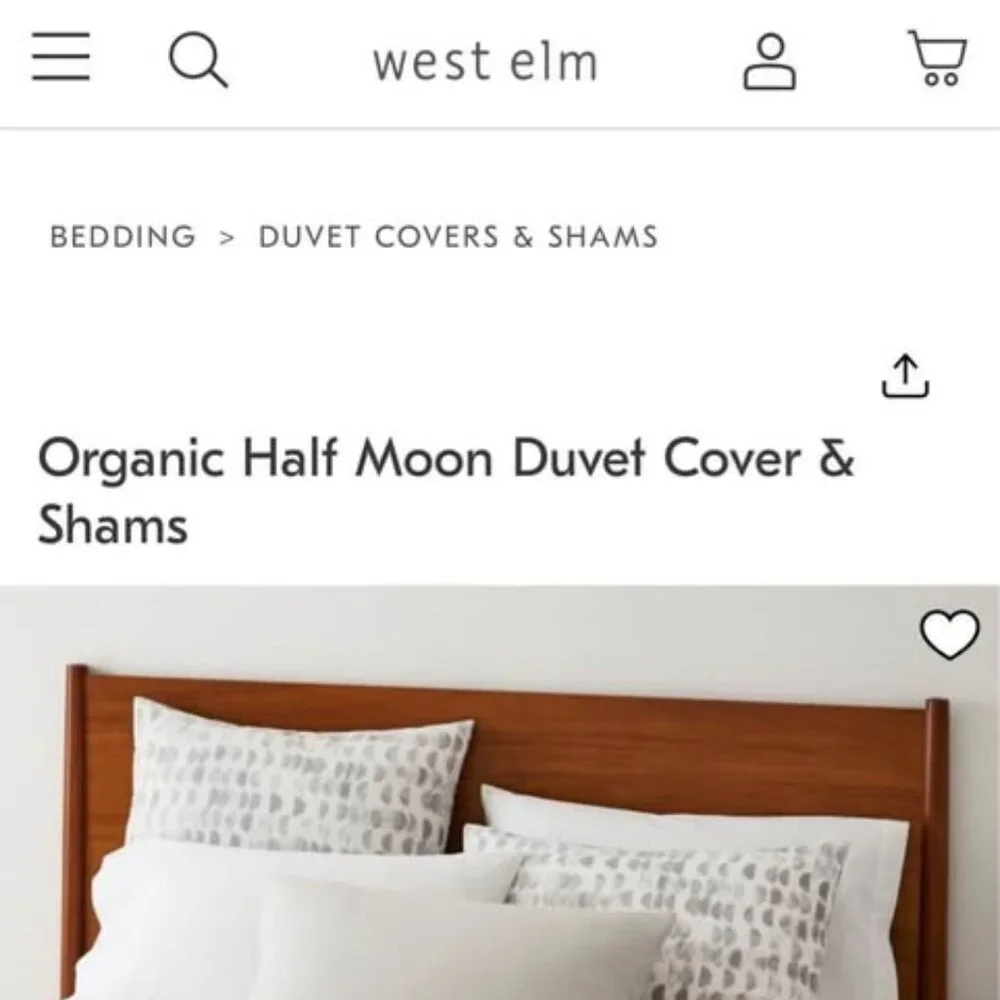 West Elm King Half Moon 100% Cotton Duvet Cover. NO SHAMS